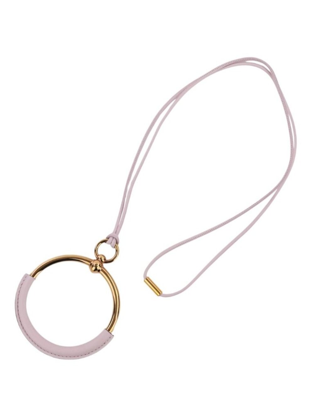 Hermes Loop Grand Necklace Gold Colored Light Pink Mauve Sylvestre
